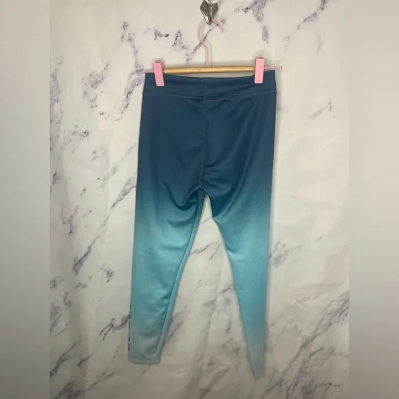 Adidas Kids Teal Blue Ombre AeroReady Performance Leggings Sz 10/12 - Picture 2 of 4
